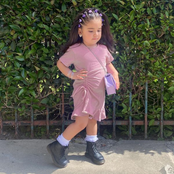 Children's drawstring ruffle dress